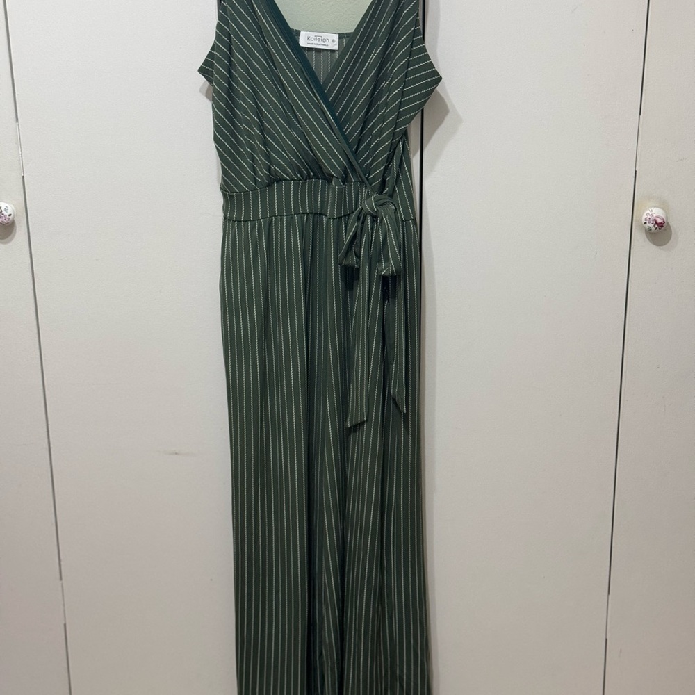 Julian Taylor Green Striped Jumpsuit